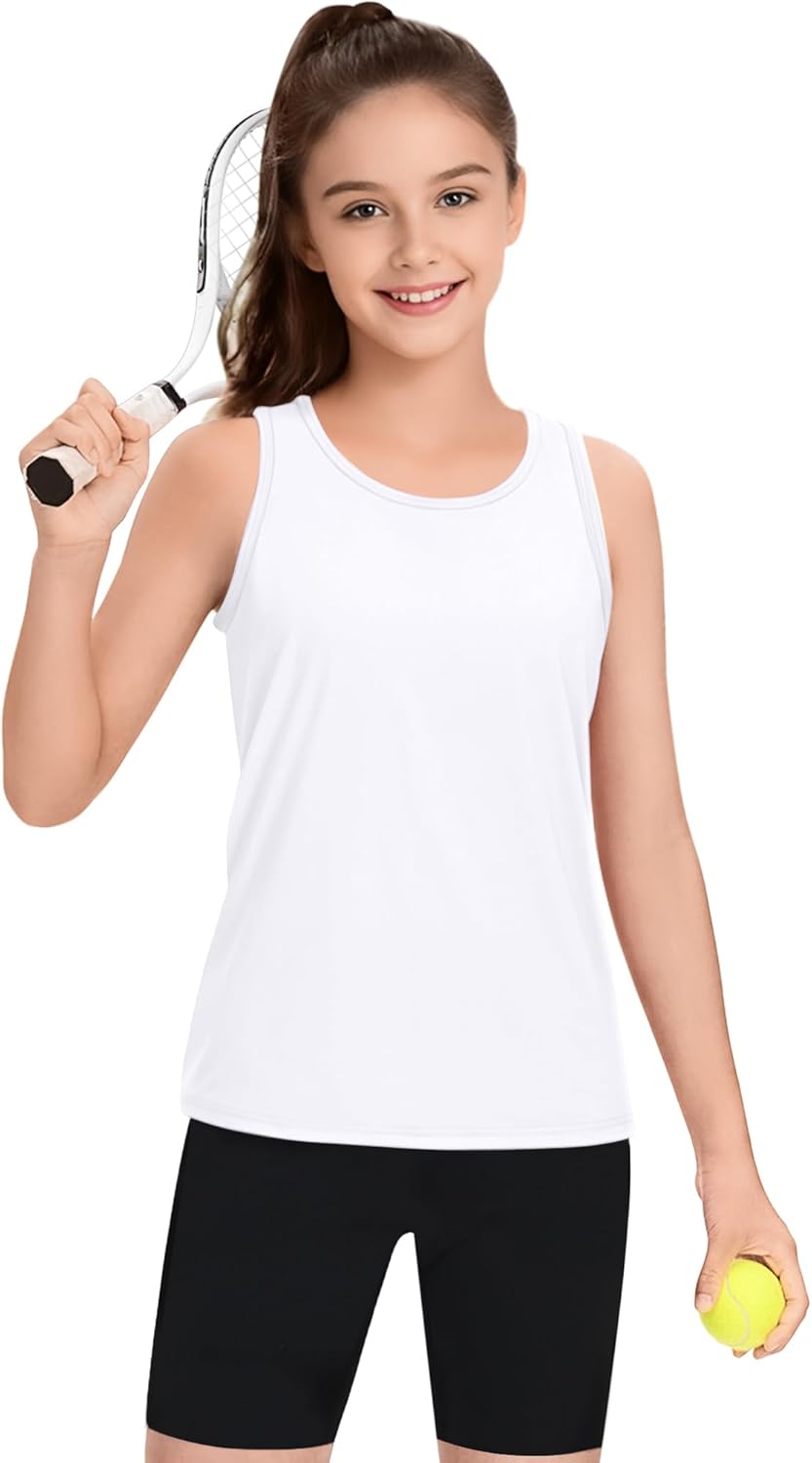 Auranso Girls Tank Tops Racerback Sleeveless UPF 50+ Quick Dry Kids Athletic Shirts Sports Dance Workout Tops - Image 6