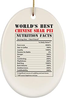 World's Best Chinese Shar Pei Nutritional Facts Gifts 2025 Christmas Tree Ornaments Oval Ceramics Hanging Decorations