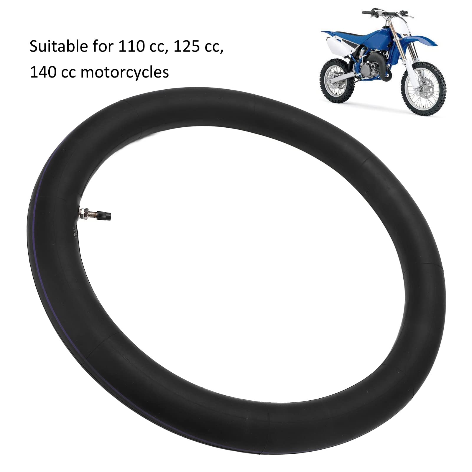 Chambre à Air De Pneu De Moto, 2.50‑17 Innertube De Pneu avec Tige De Valve Droite pour Moto Tout Terrain Vélo