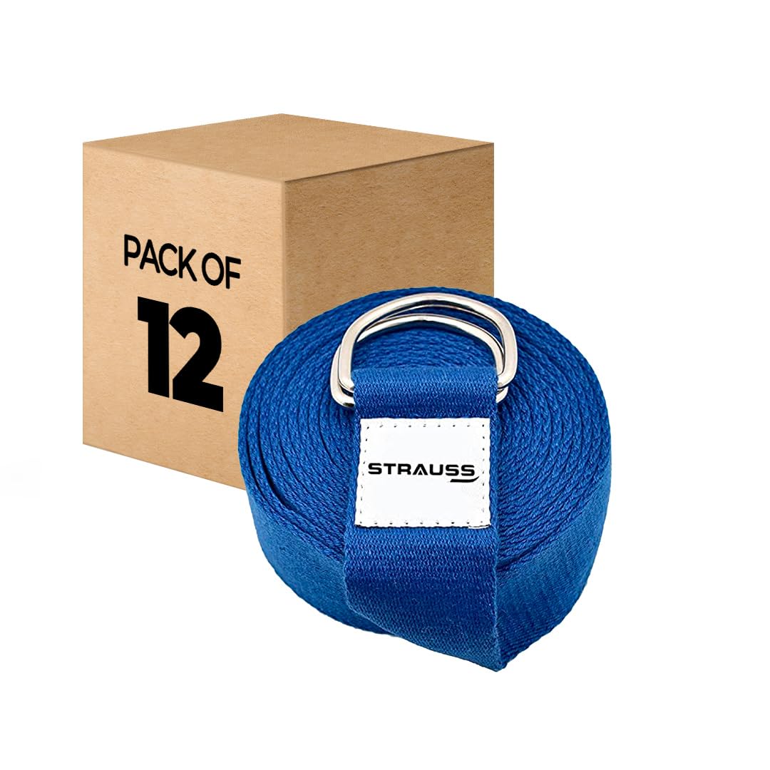 Strauss Yoga Strap & Stretching Belt | Ideal for Yoga, Pilates, Therapy, Dance, Gymnastics & Flexibility | 60% Thicker Belt with Extra Safe Adjustable Metal D-Ring Buckle | 8 feet (Blue) | Pack of 12 (B0CKF7W9BR) Amazon Price History, Amazon Price Tracker