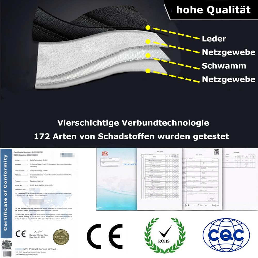 Autositzbezüge Auto Vordersitz 2 PCS Set Für VW Polo Autositzbezüge Leder ，Komfortabel Wasserfest Verschleißfest Atmungsaktiv Schwarz