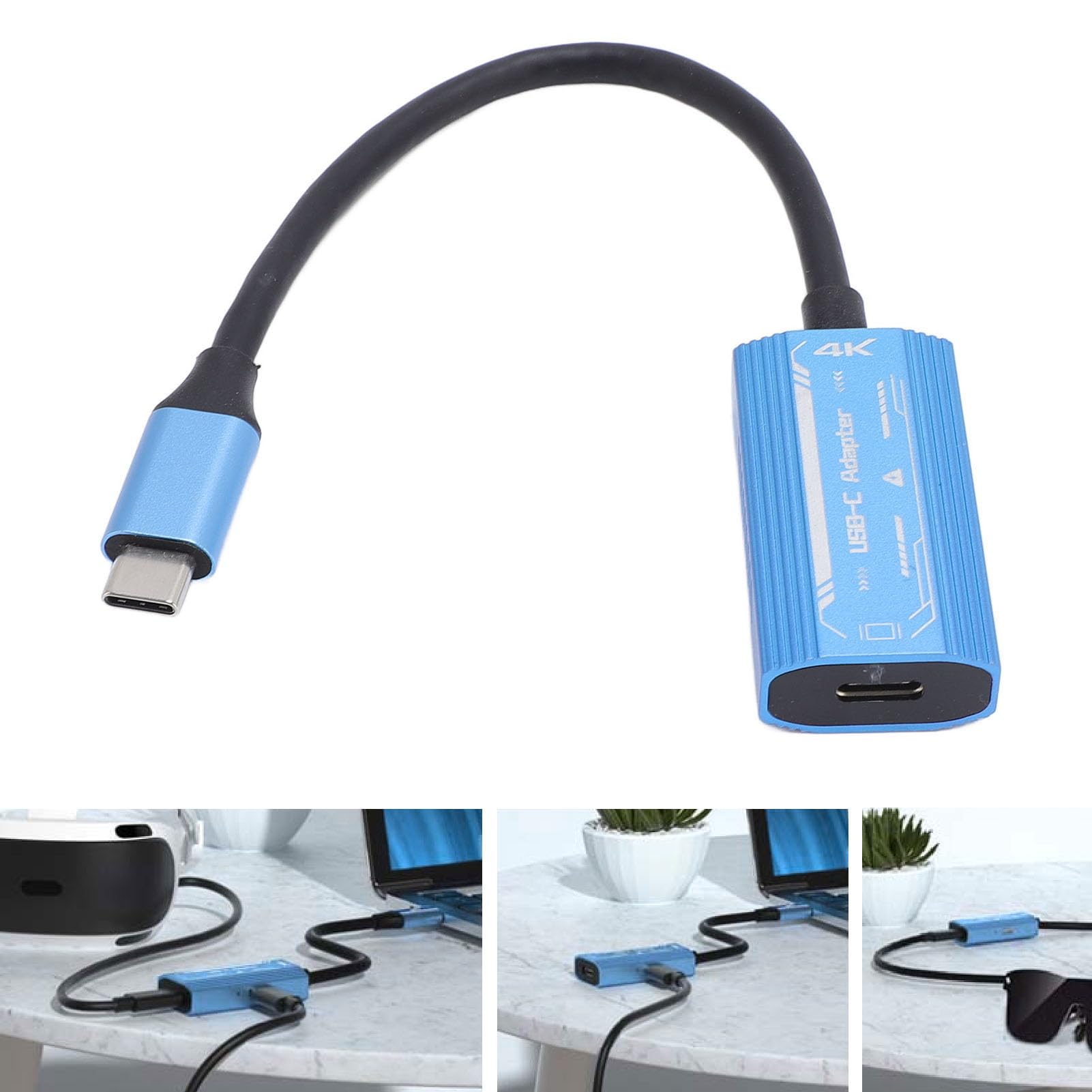 USB C Agli Occhiali e Adattatore di Ricarica, Adattatore a Vetro AR 4K 60Hz Fino a Pd3.0, Carica e Giocate Rapidi da 100 W3.0, per Xreal per Vitura per per Rayneo e Altri