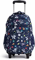 Mochila Infantil de Rodinhas 2x1 Carrinho Removível Modelos Astronauta Juvenil Reforçada Menino