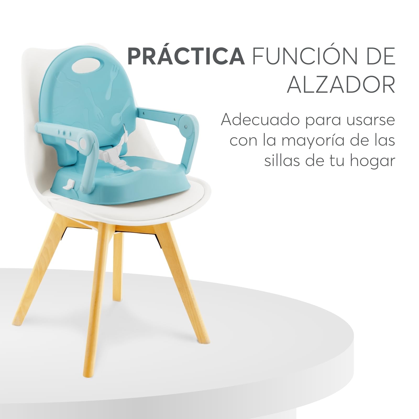 KikkaBoo SPOONY Trona Bebé 3 en 1, Silla Alta hasta 36 Meses, Trona Evolutiva, Asiento Elevador, Silla Baja, Plegable, Bandeja Extraíble, Azul
