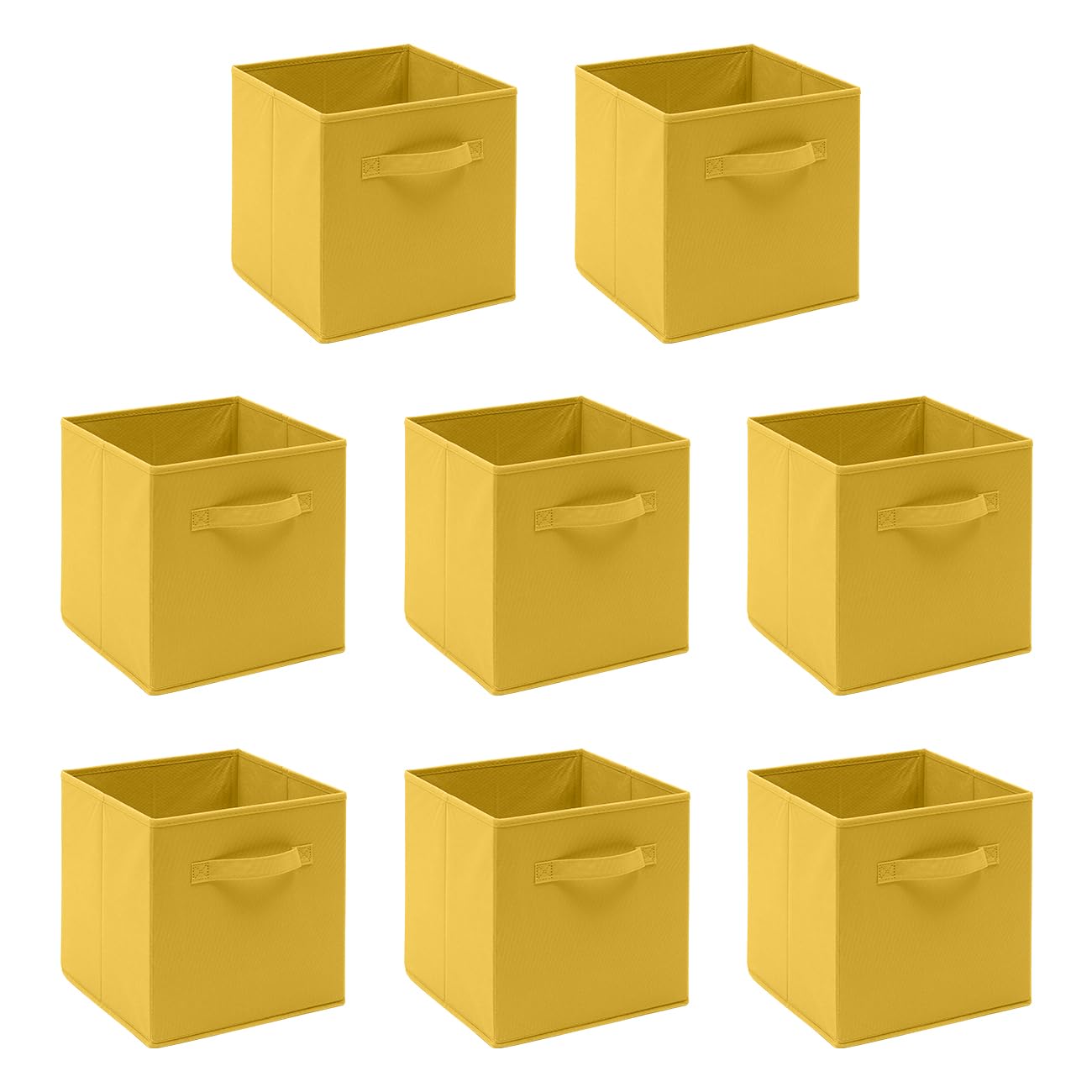 Pantanal 2 PCS Folding Collapsible Storage Cube Boxes with Handle for Kids Toy Clothes, Foldable Canvas Unit Cube Organiser Basket Bin for Nursery Children Bedroom Wardrobe (Yellow, Pack of 8)