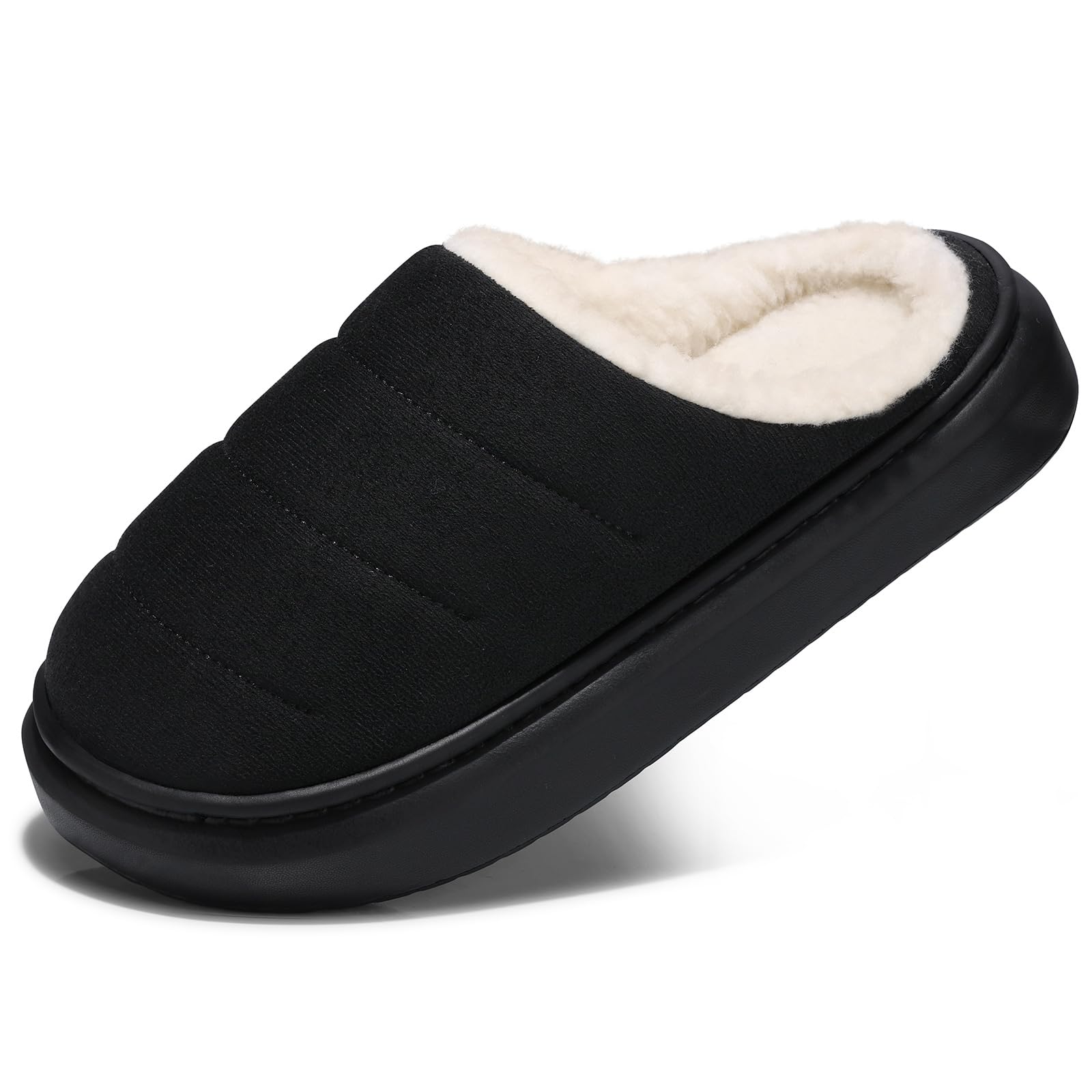 SHIBEVER Fuzzy Slippers Women Indoor Memory Foam Warm House Shoes - Slip On Closed Toe Comfy Bedroom Slippers