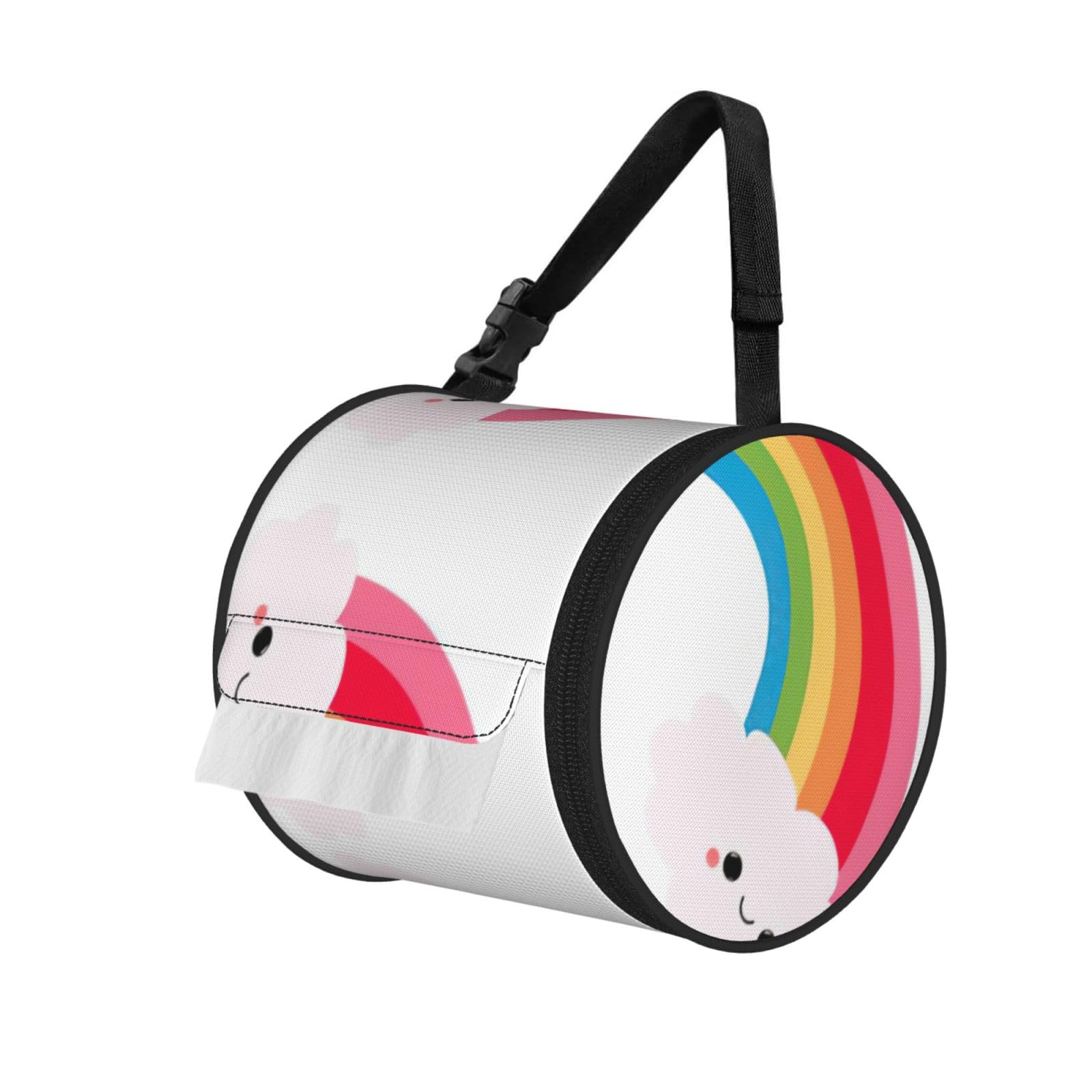 Small rainbow Printed Toilet Paper Holder Bag, Adjustable Strap Roll Paper Organizer for Car Kitchen Outdoor