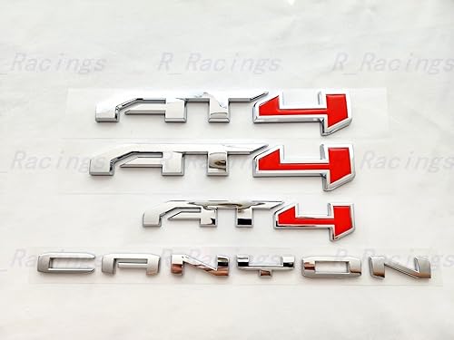 Miniatura 10 de Kit de emblemas de Canyon AT4 V6, 5 unidades, insignia 3D, repuesto para guardabarros trasero Dorr para Canyon 2021-2022 (negro mate rojo)