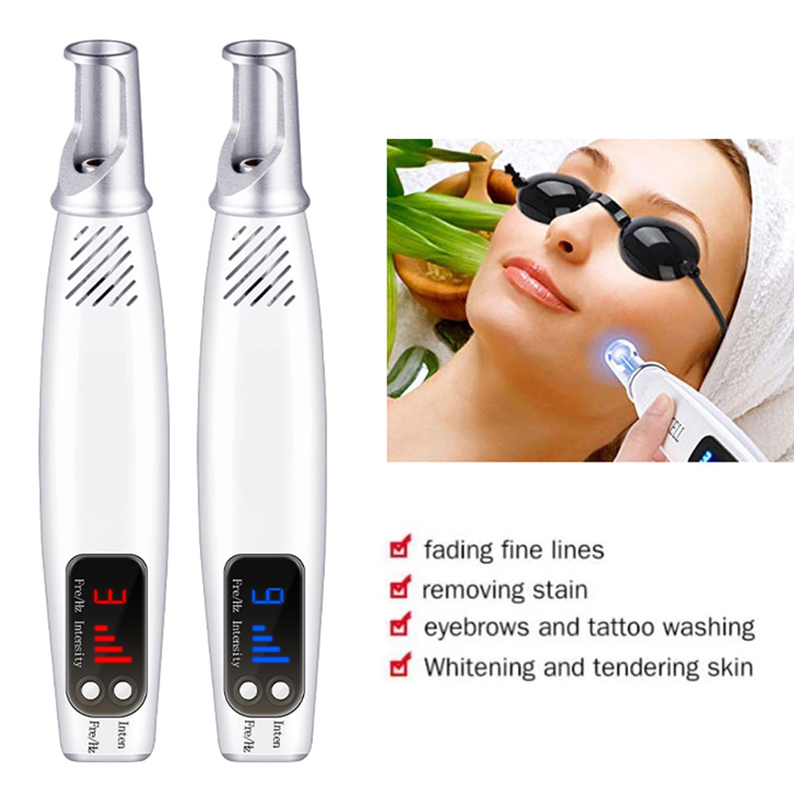 Stylo Picoseconde Pour Enlever Les Tatouages, Les Cicatrices, Les Grains De Beauté, Les Taches De Rousseur, Les Taches Brunes, Stylo De Suppression Des Acrochordons, Avec Lunettes,Red