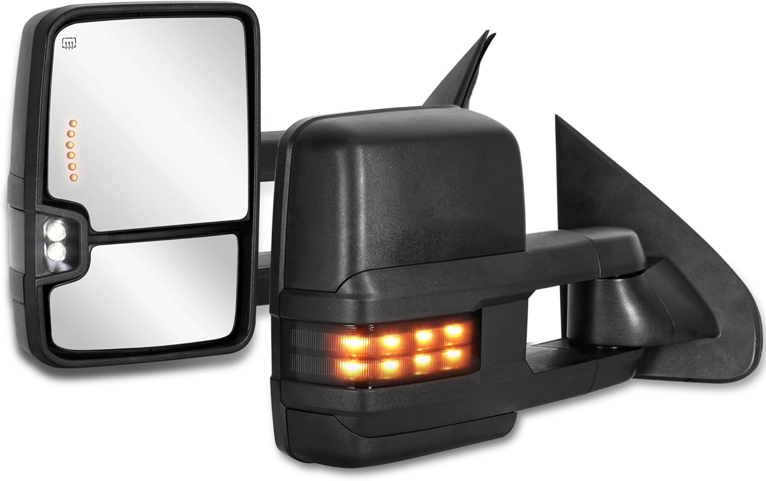 Power Heated Towing Mirrors LED Compatible for 2014-2019 Chevy Silverado GMC Sierra 1500 2500 HD 3500 HD Pair Set-Black Not for Diesel Truck