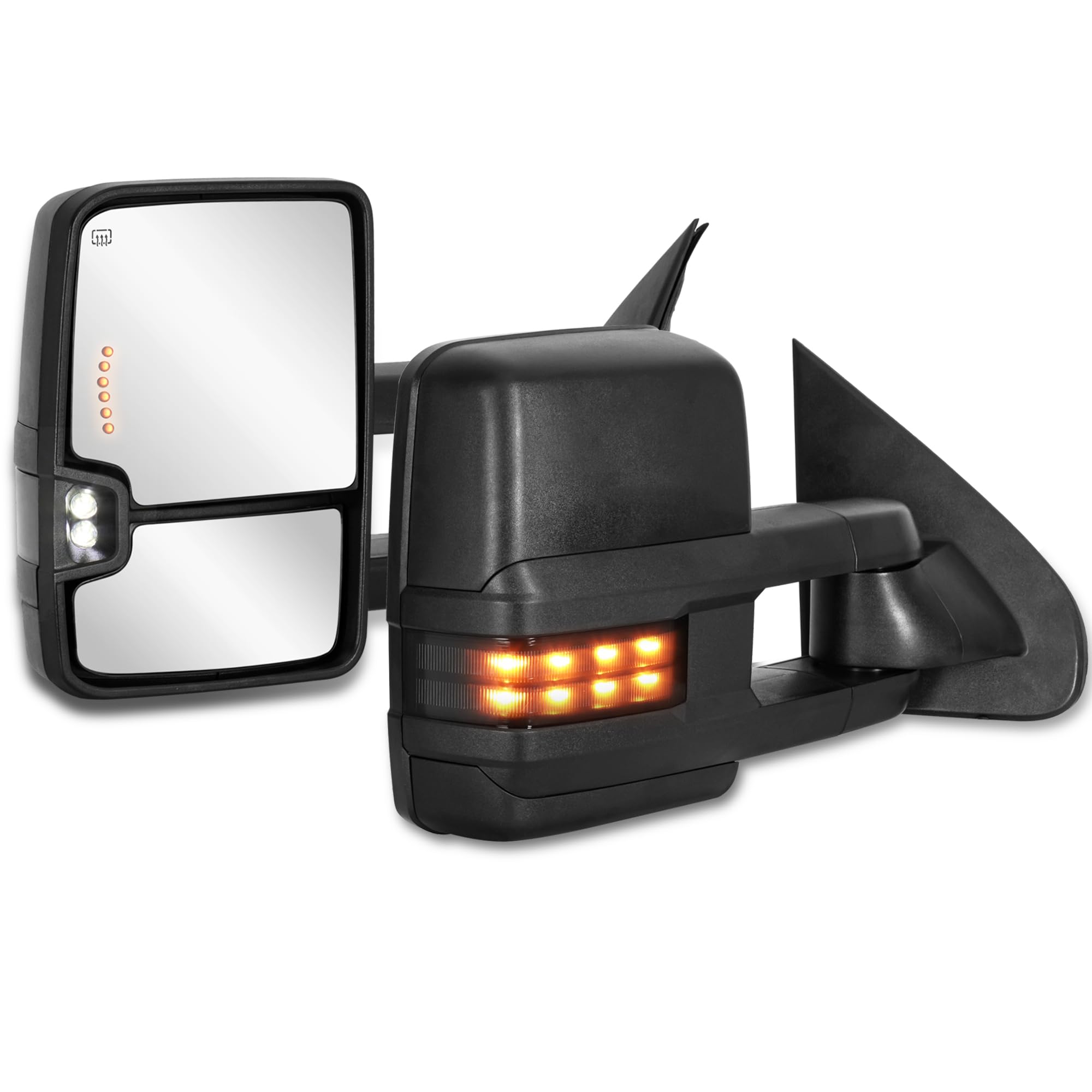 Power Heated Towing Mirrors LED Compatible for 2014-2019 Chevy Silverado GMC Sierra 1500 2500 HD 3500 HD Pair Set-Black Not for Diesel Truck