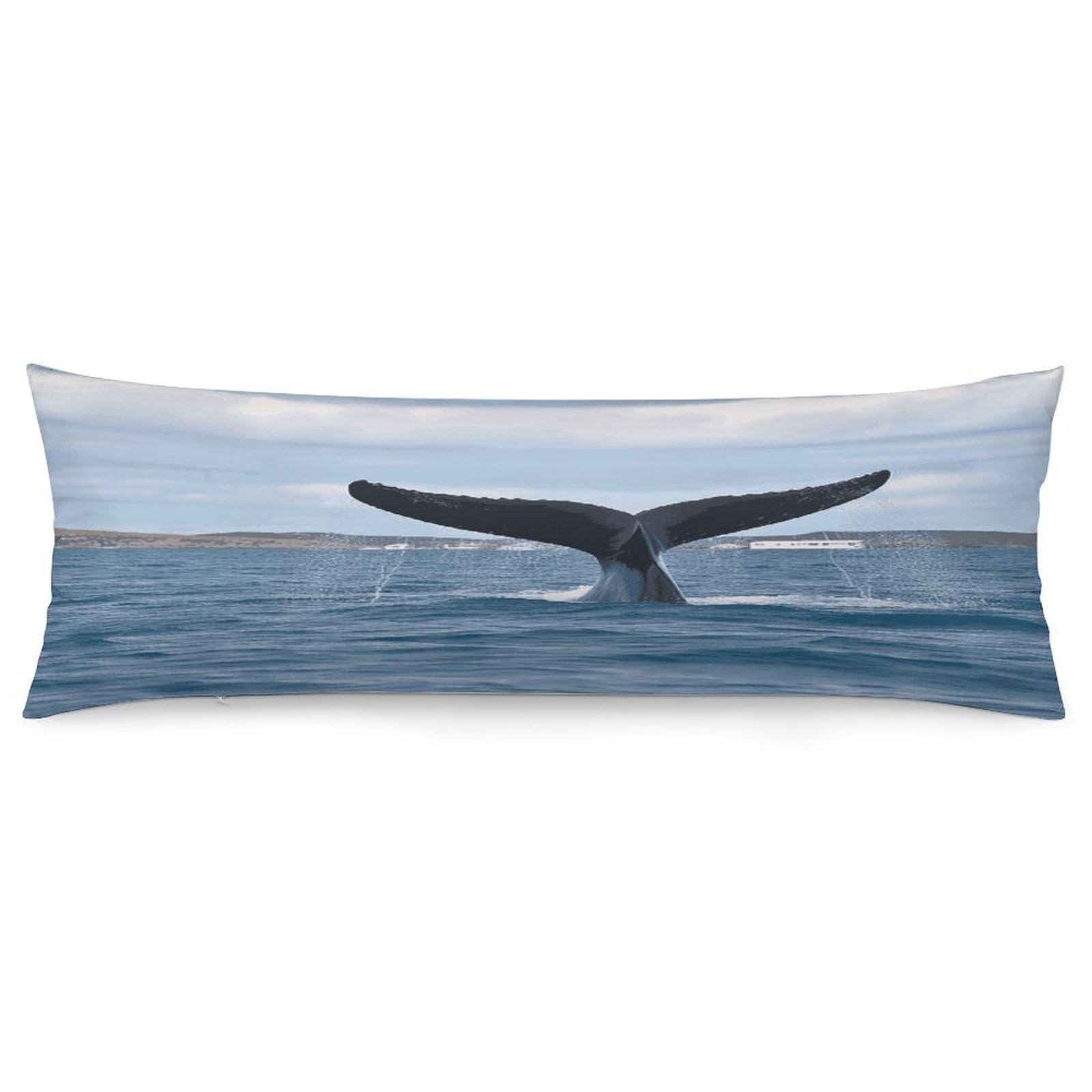 Whale Tail Throw Pillow Covers with Silent Zipper Polyester Pillow Protectors Removable Pillow Cases Soft Pillowcase Cozy Pillow Sham Cushion Cover for Sofa Car Bed 20"x54"