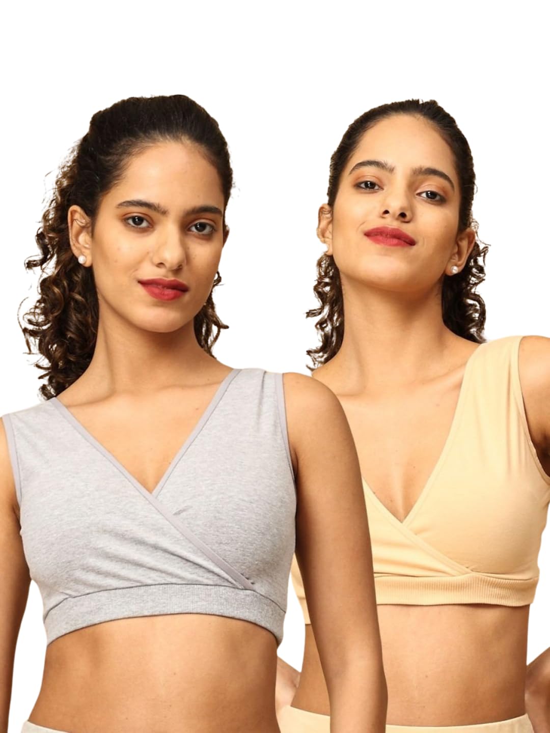 The Mom Store Women's Cotton Maternity and Nursing Sleep Bra Sweat Resistant Convenient Feeding-Combo Pack