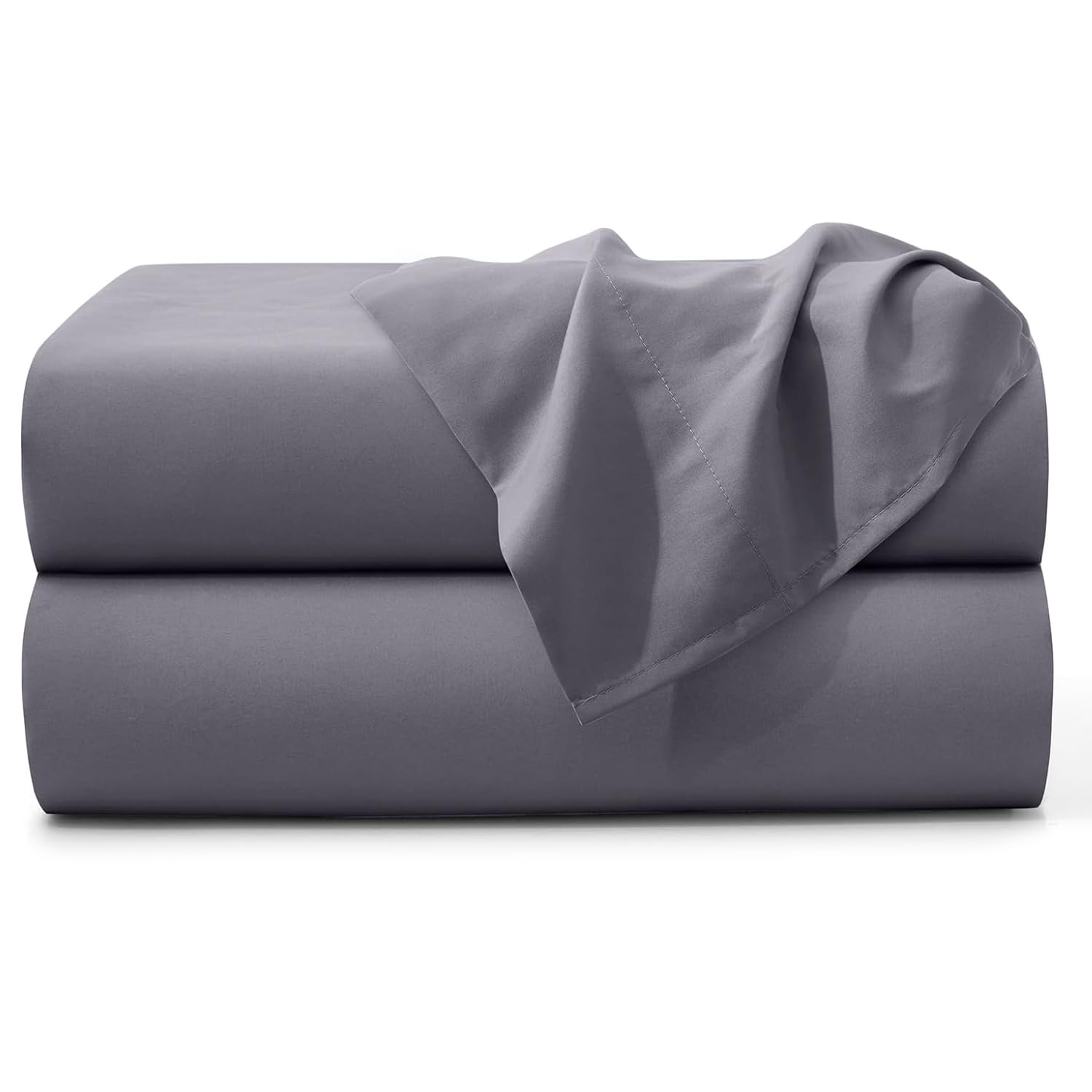 MOONLIGHT20015 Flat Sheet 100% Egyptian Cotton Bed Sheets 200 Thread Count Hotel Quality Sheet - Breathable and Wrinkle Resistant Non Iron Top Sheet (Grey, Double [2 Pack])