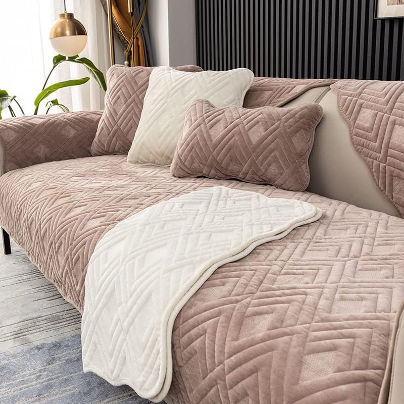LUBOSE Velvet Sofa Covers, Washable Sofa Cover Protectors, Plush Sofa Covers, Sofa Protectors, Sofa Towels, Sofa Blankets(90 * 90cm, Light Coffee B)