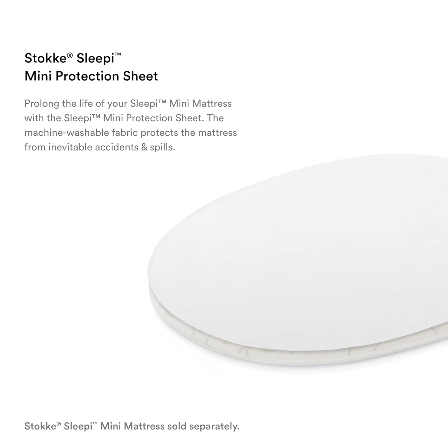 Stokke Sleepi Mini Protection Sheet, White - Protects Mattress Against Accidents & Spills - Compatible with The Oval Sleepi Mini Mattress - Exterior Made of Soft, Brushed Cotton - Machine Washable : Crib Sheets : Baby