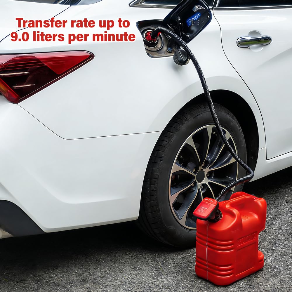 Pompa di Trasferimento del Carburante, Pompa Elettrica di Trasferimento del Carburante con Tubo Lungo e Adattatore di 3 Dimensioni,Pompa Liquida Portatile per Benzina, Diesel, Cherosene, Acqua