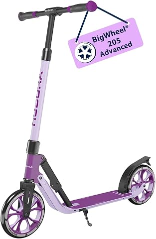 HUDORA BigWheel 205 Advanced Scooter - Patinete de Aluminio cómodo para hasta 100 kg - Patinete Plegable y Ajustable en Altura - Scooter para niños/Adolescentes y Adultos