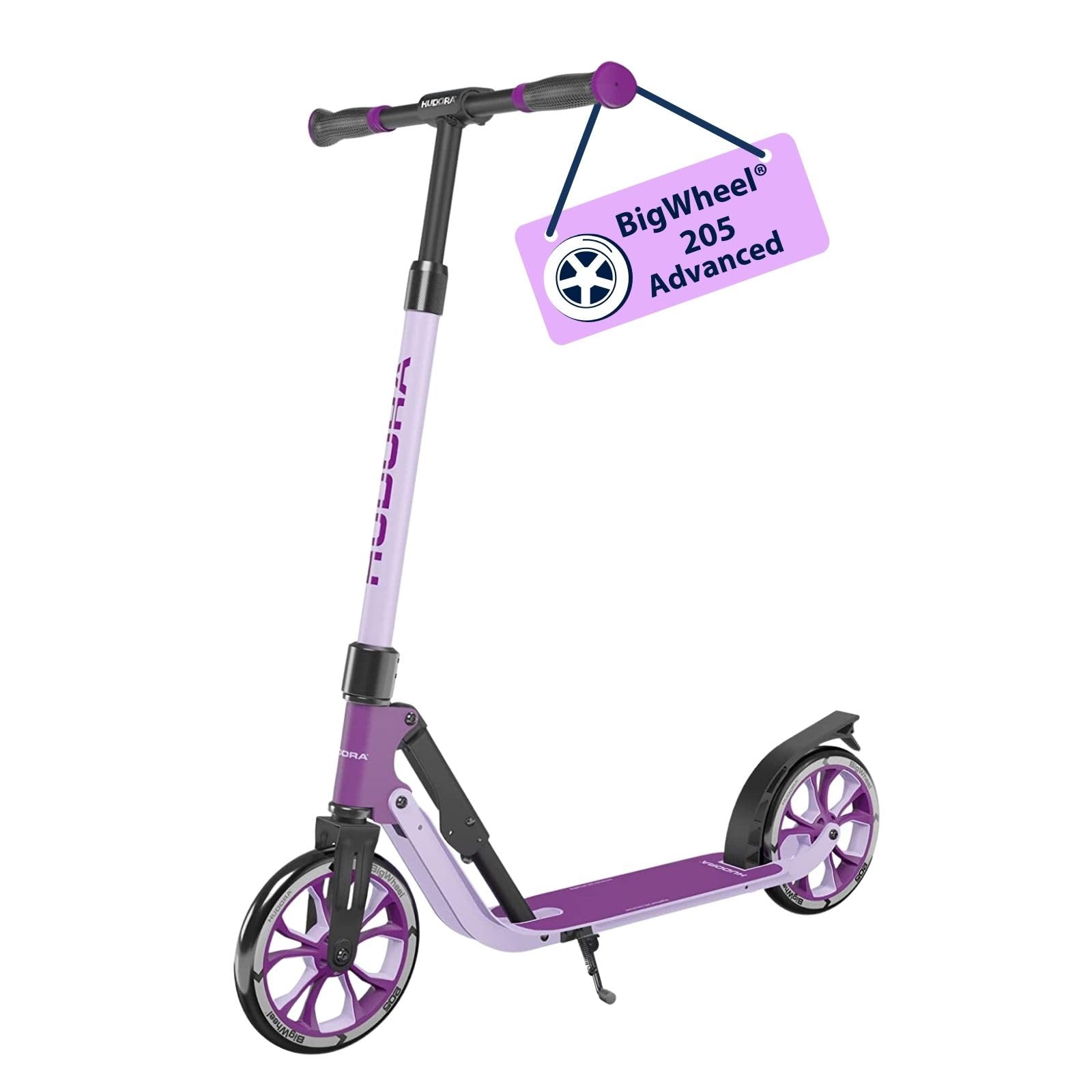HUDORA BigWheel® 205 Advanced Scooter - Komfortabler Aluminium-Roller für bis zu 100kg - Höhenverstellbarer & zusammenklappbarer Tretroller - Kick-Scooter für Kinder/Jugendliche & Erwachsene