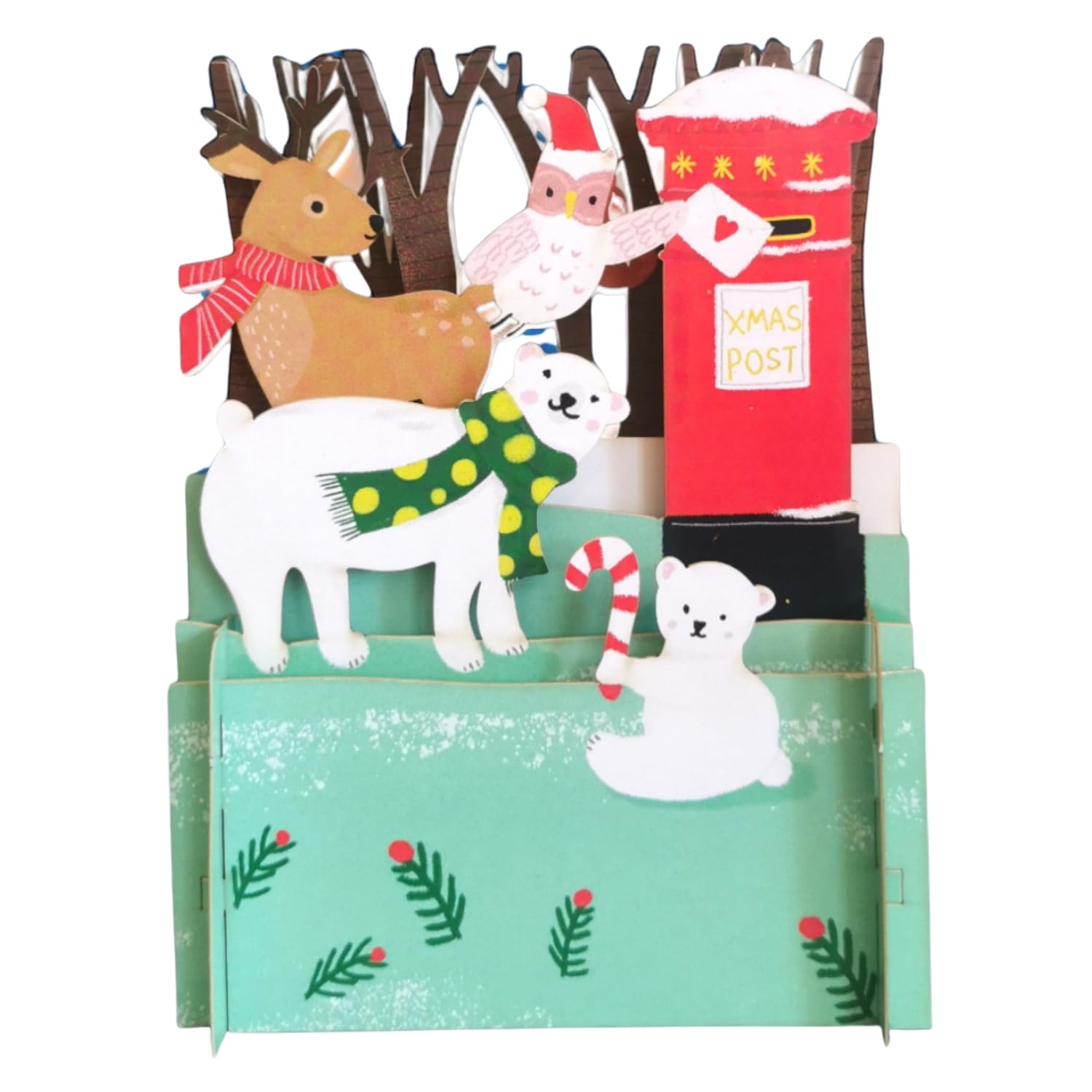 Alljoy 3D Animals Posting Cards Pop Up Christmas Greeting Card XPOP040