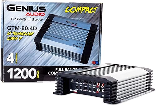 Miniatura 7 de Genius GTM-80.4D 1200 Watts-MAX Amplificador de rango completo para coche compacto 4 canales Clase D 2-Ohm estable