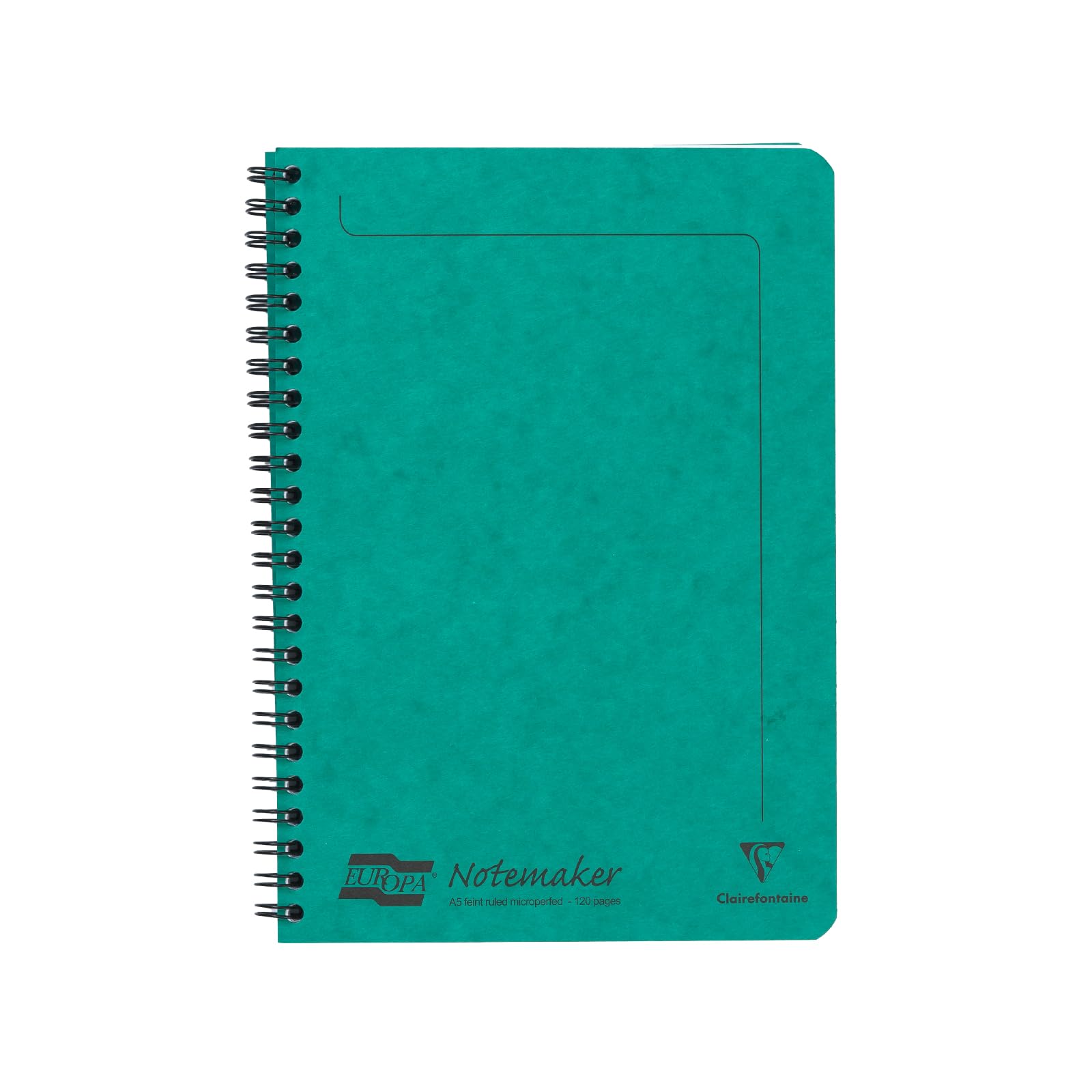 Clairefontaine 4853Z - One Notemakers Europa Spiral Notebook Green - A5 14,8x21 cm - 120 Detachable Ruled Pages - White Paper 90 g - Glossy Card Cover