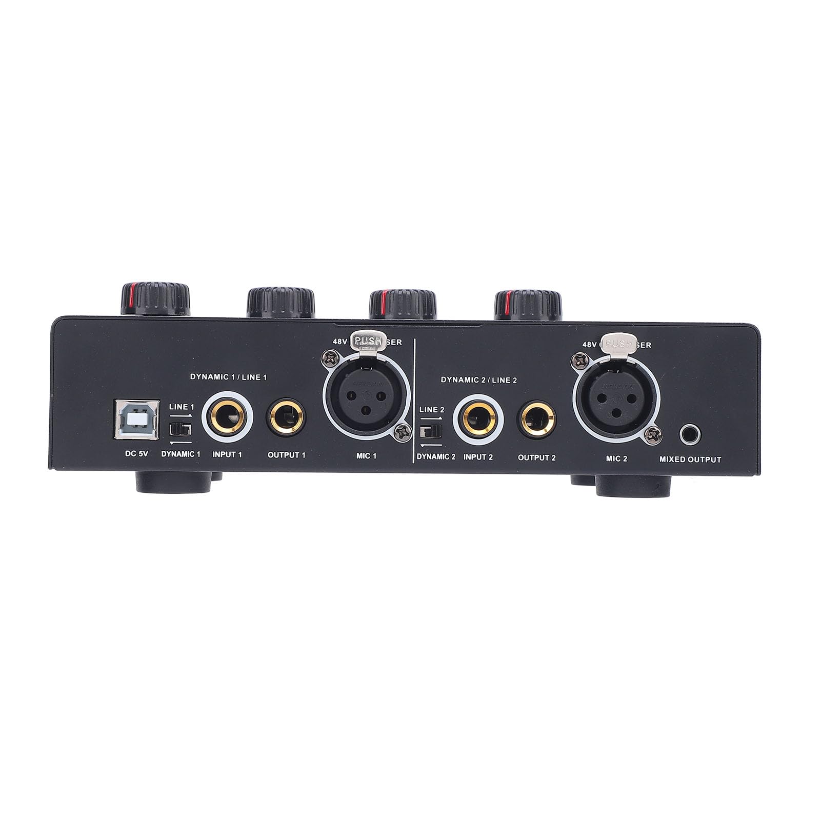 Amplificatore Microfono 48 V Phantom Alimentatore Phantom Supput 2 Canale Uscita di Ingresso Perdita di Amplificazione Senza Perdita Compatibilità Bt Accompagnamento Studio Pro Audio Preamp Live