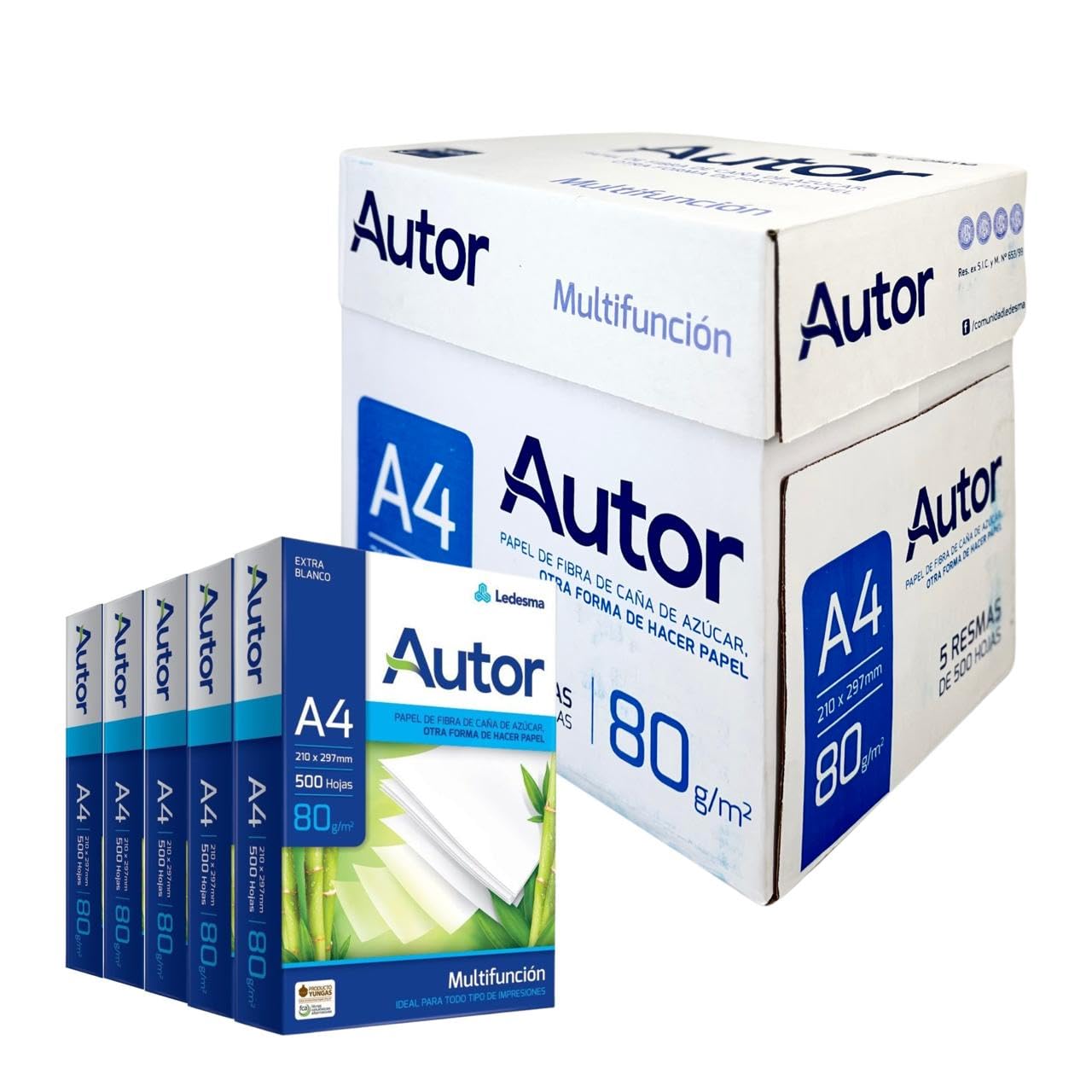 Papel A4 blanco de alta calidad para impresoras y fotocopiadoras 80 gramos 50 resmas