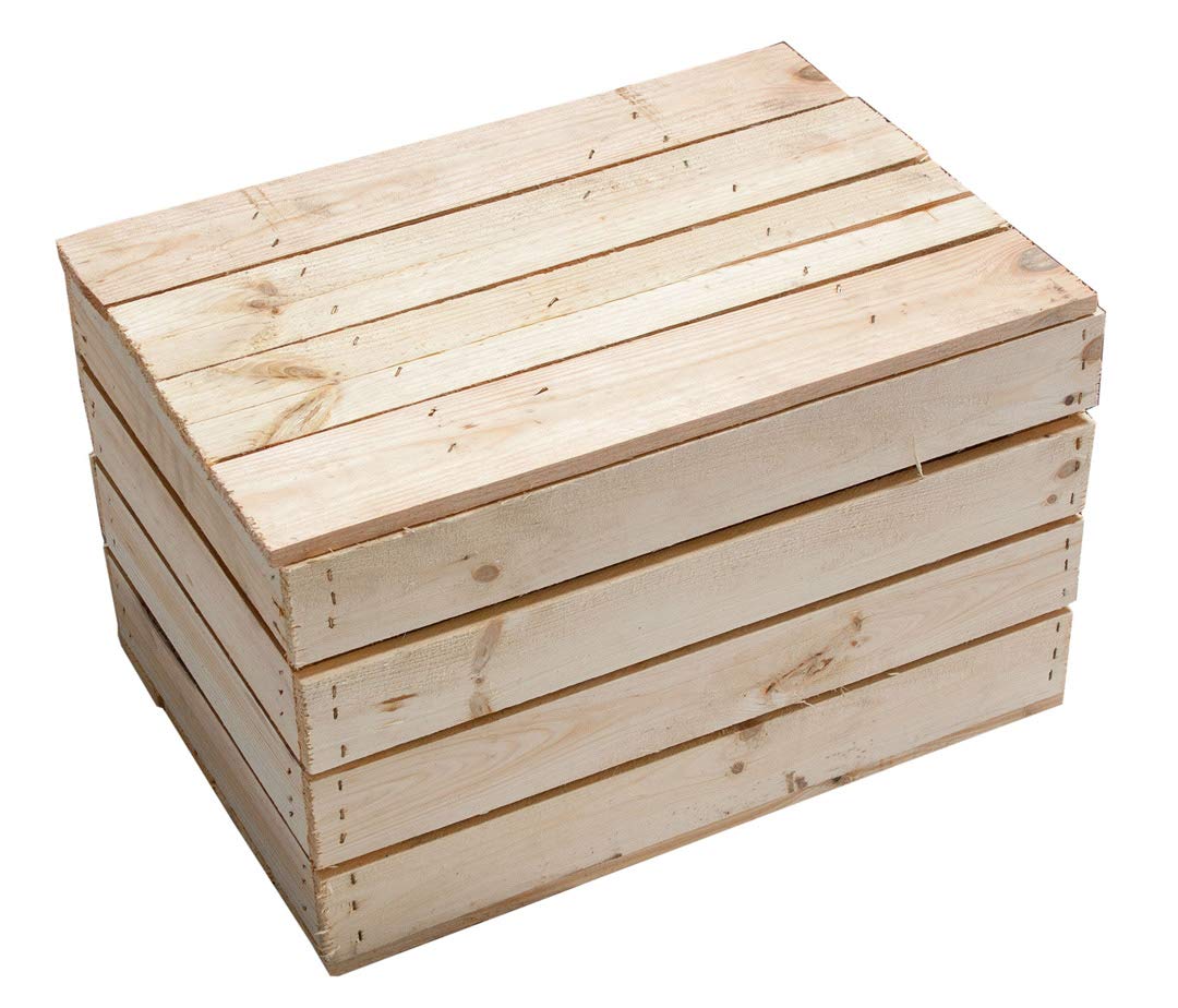 2 helle natur Holztruhen 49cm x 36cm x 29cm Obstkisten Weinkiste Truhe unbehandelt Vintage Look Landhaus Wohnzimmer Schatztruhe Kiste aus Holz