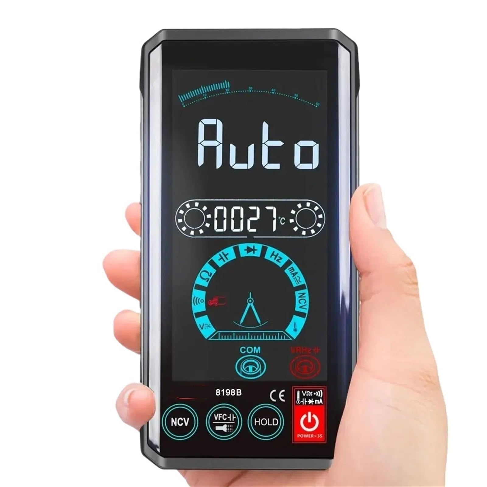 Touch Screen Fully Automatic Smart True RMS Digital Multimeter 6000 Count AC DC Ammeter Voltmeter VFC Transistor Tester