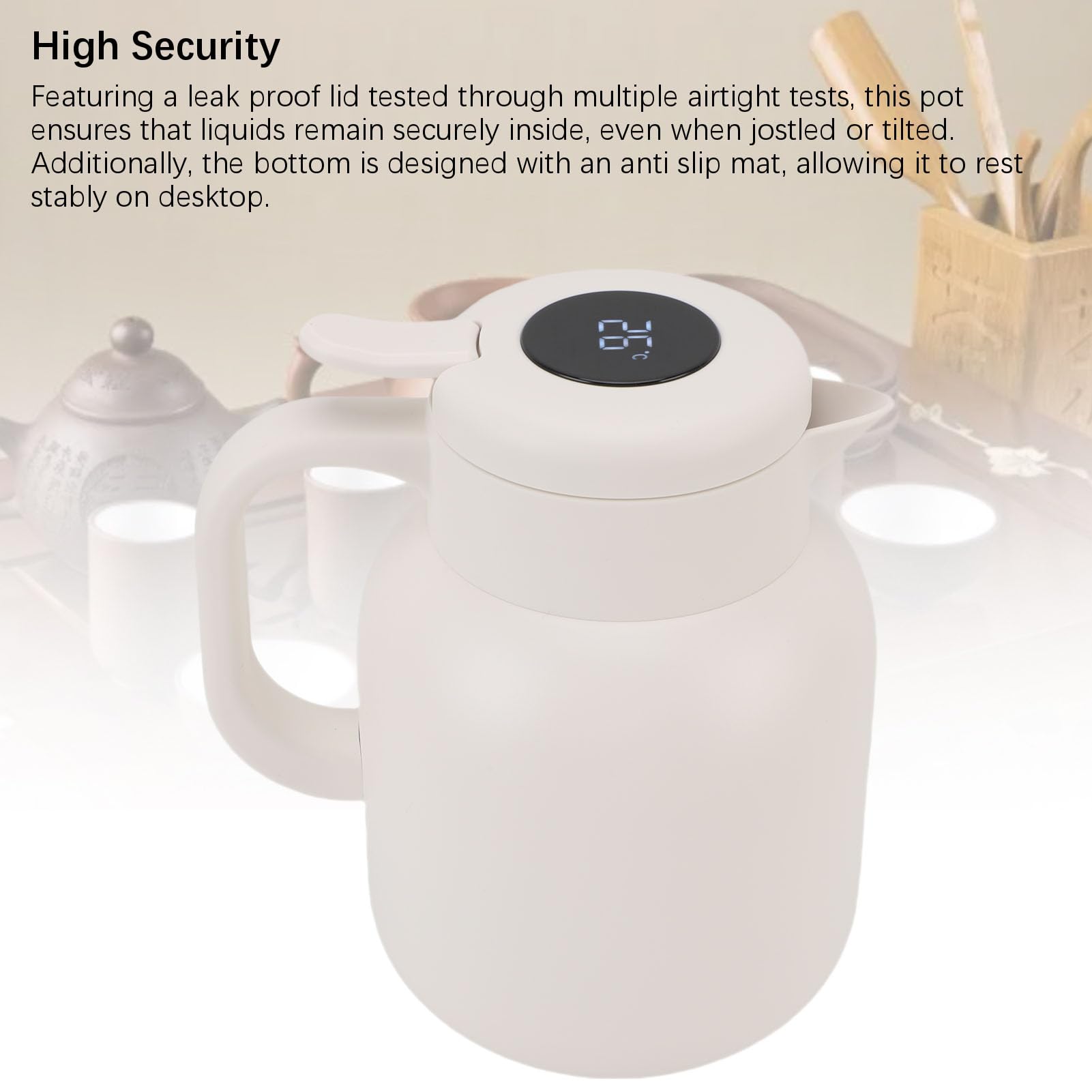 SIXRUN Teiera Isolata, 1500 Ml Caraffa da Caffè in Acciaio Inox a Vuoto con Coperchio Antigoccia per Tè Caffè Latte Acqua e Bevande Calde e Fredde (WHITE)