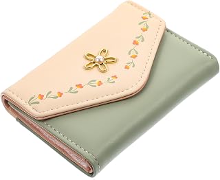 4 Peças Moda Simples Bolsa Feminina Carteira Elegante Três Dobras Bolsa Feminina Carteira Pequena Fofa Carteira Kawaii Bolsa Bolsa Com Impressão De Flores Carteira Pu Criança