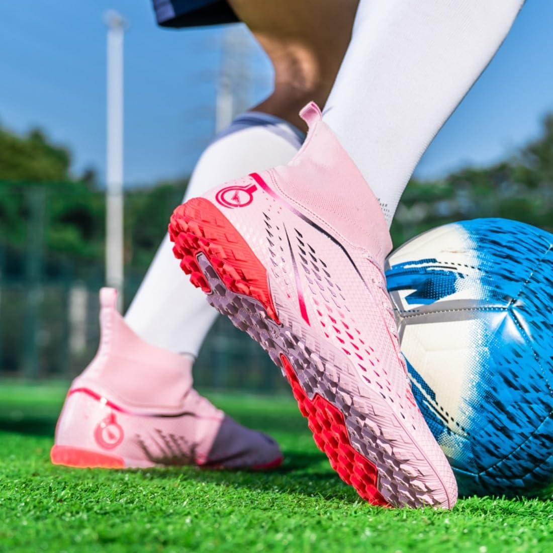 Zapatos de fútbol unisex de alta altura, antideslizantes, para exteriores, zapatos de entrenamiento profesional
