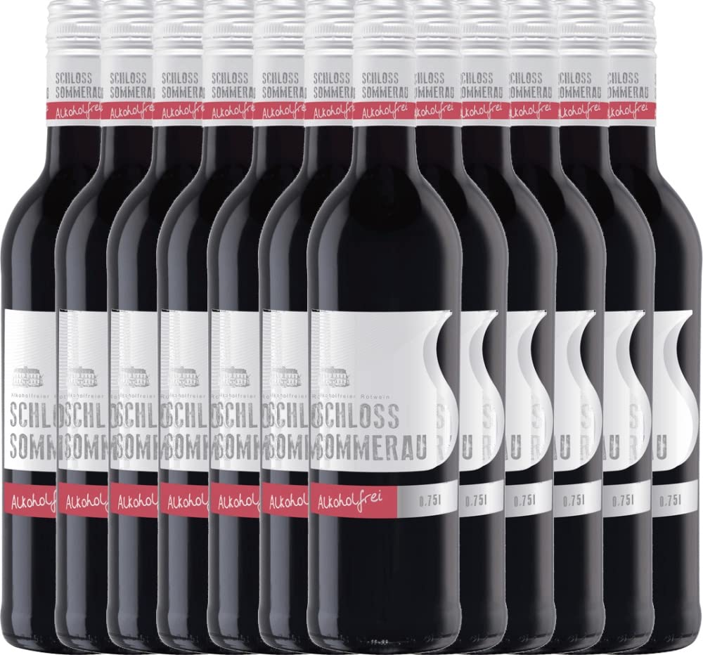 Schloss Sommerau Rotwein alkoholfrei von Sommerau - Rotwein 12 x 0,75l VINELLO - 12er - Weinpaket inkl. kostenlosem VINELLO.weinausgießer