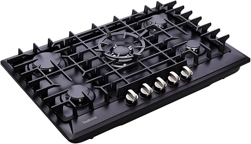 Miniatura 2 de Placa de cocina de gas de 30 pulgadas, estufa de gas de acero inoxidable integrada de 5 quemadores, estufa convertible de propanogas natural, estufa
