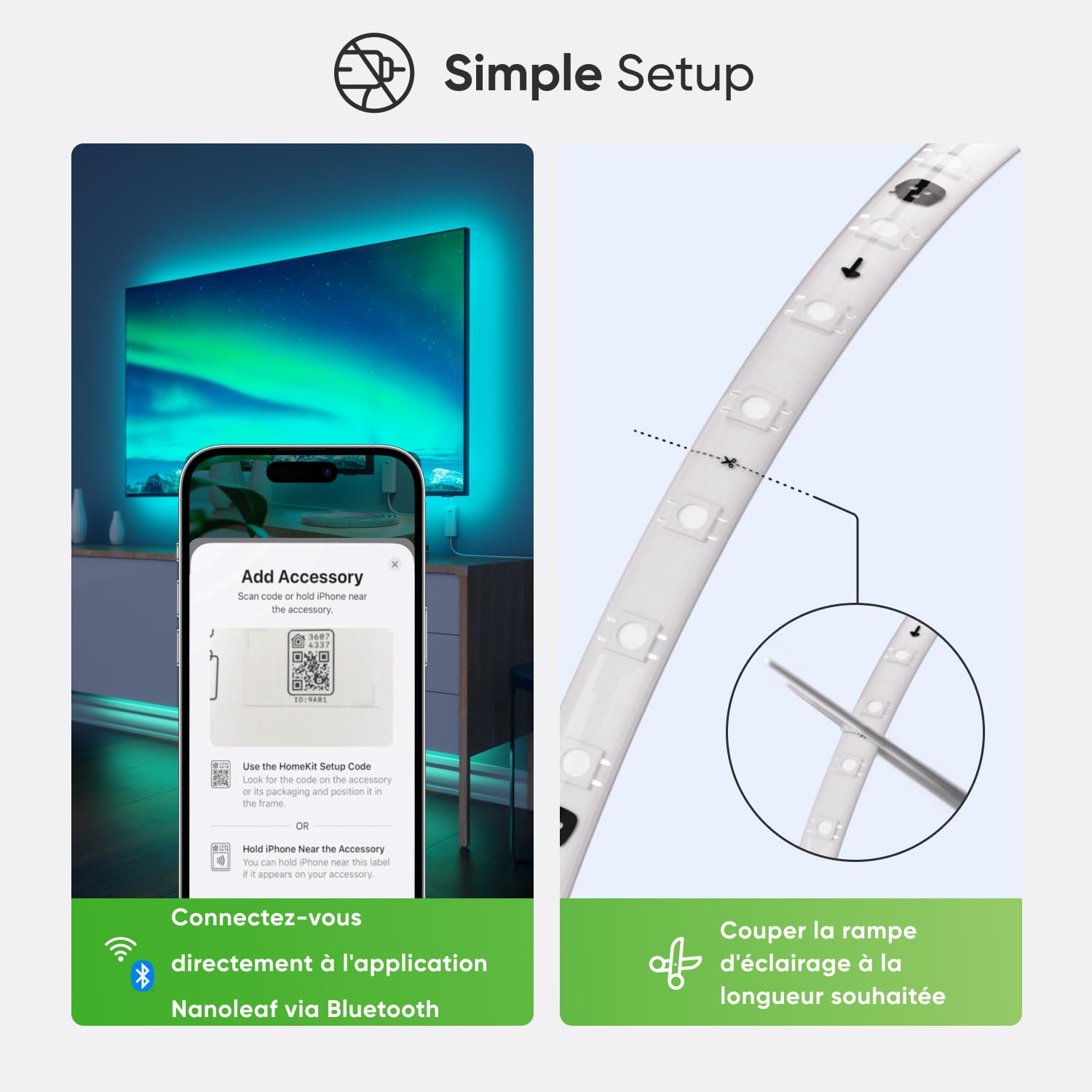 Nanoleaf Matter Lightstrip HD Multicolore 5M, Ruban LED Adressable RGB IC Connecté - Bande LED Sync Musique et Écran, Contrôle Wi-Fi Appli & Vocal (Compatible avec Alexa Apple) Gaming Essentials