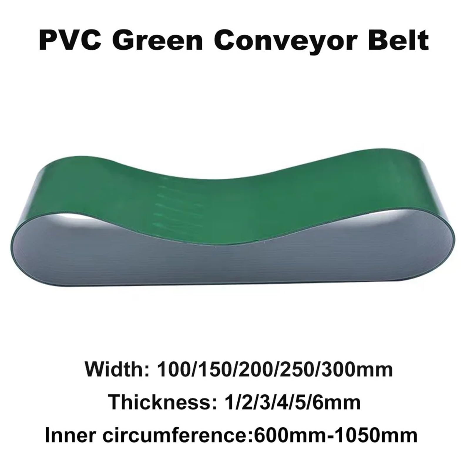 Cinta transportadora de escritorio verde resistente de 1 a 5 m de ancho, 100 m de largo, material de PVC, ideal para uso industrial, 600-1050 m de grosor, 1 unidad.