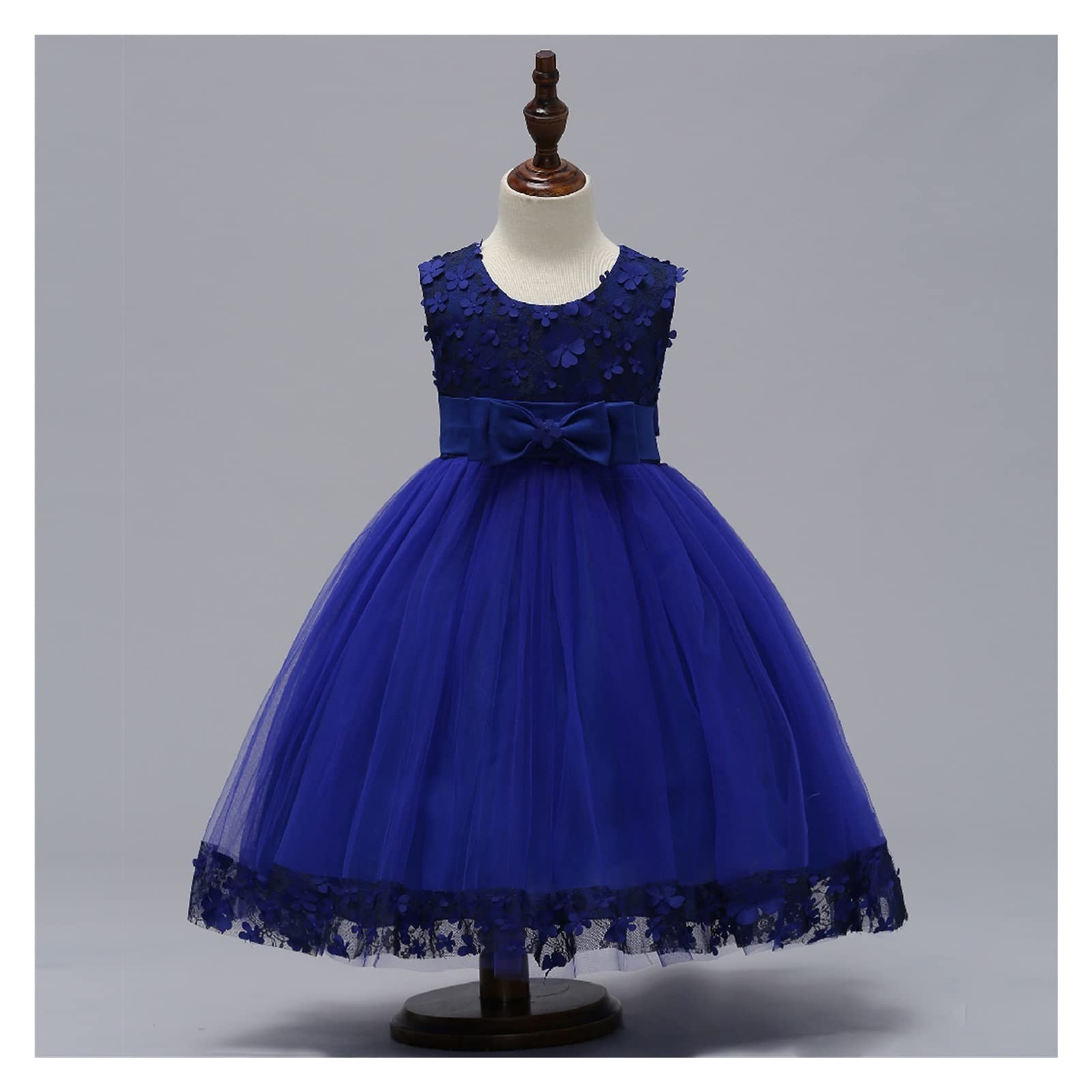 Girls Dresses Birthday Party Wedding Ball Gown Tutu Princess Dress Flower Girl Teenager Prom Clothing Bow Dress (Color : Blue, Size : 130CM)