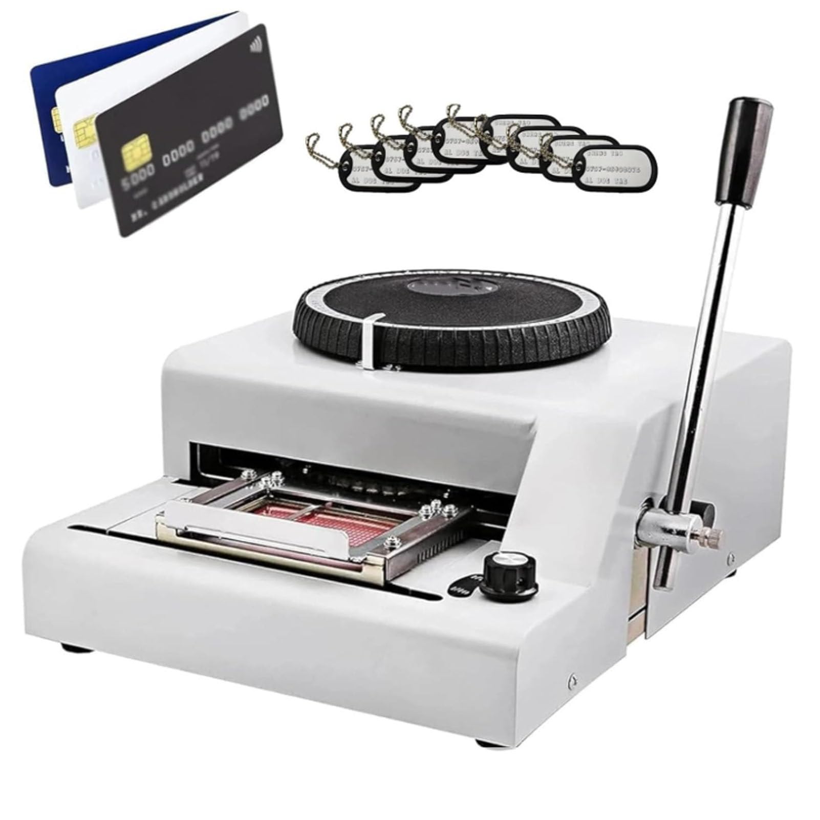 Oiyekntd Stamping Embossing Machine 72 Characters Manual PVC Card Embossing Machine for Card Making ID VIP Code Gift Card Printer Letterpress Stamping, with 5 Aluminum Tags
