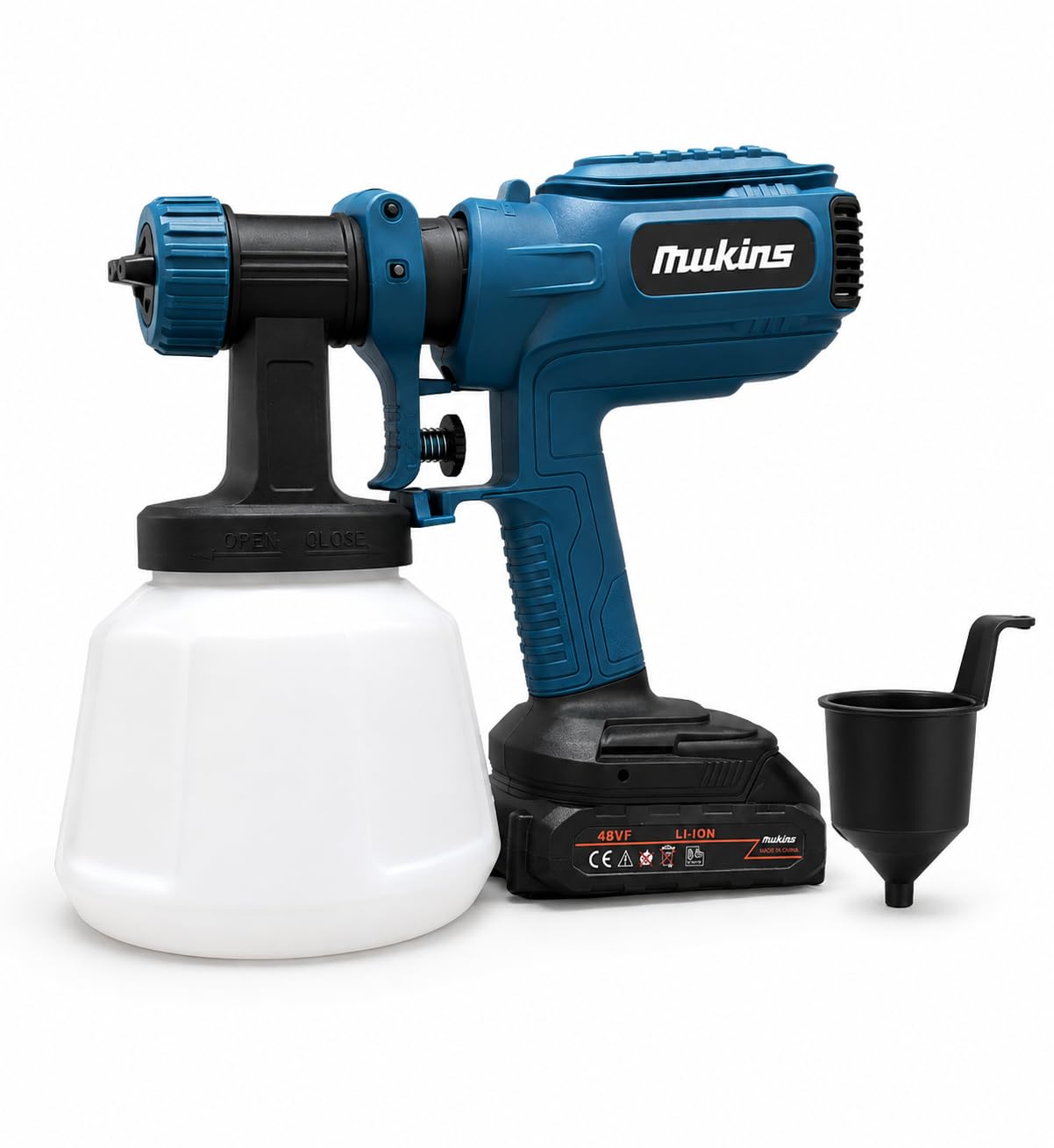 Pistola a Spruzzo Vernice 800W con 2 Batterie, Contenitore 1200 ml, 3 Ugelli, Regolazione del Flusso, Spruzzatore Elettrico per Pareti, Mobili, Porte, Recinzioni e Legno