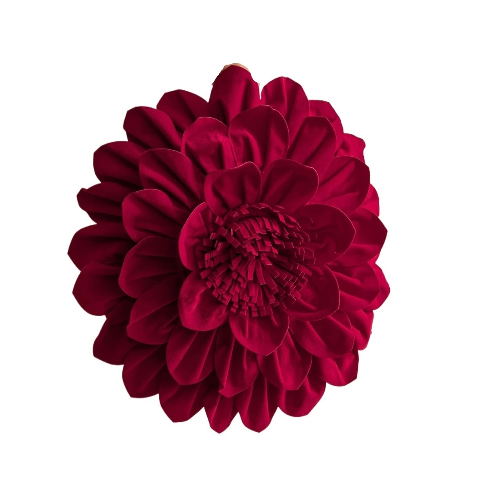 LCKKJHG Three Dimensional Chrysanthemum Patchwork Cushion Cover Velvet Solid Pillow Covers Home Flower Pillowcase(Red-Round)