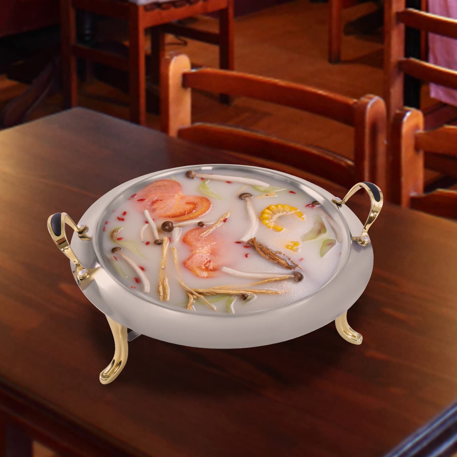 Chafing Dish - Calentador redondo de acero inoxidable de 3 l, para comida, calentador de alimentos, calentador de sopa para catering, buffet y fiestas