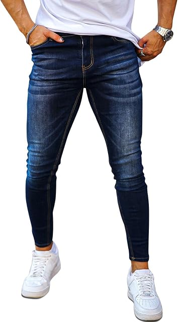 GINGTTO Hommes Skinny Jeans Slim Fit Stretch Jeans Comfy Denim Jeans Pantalons