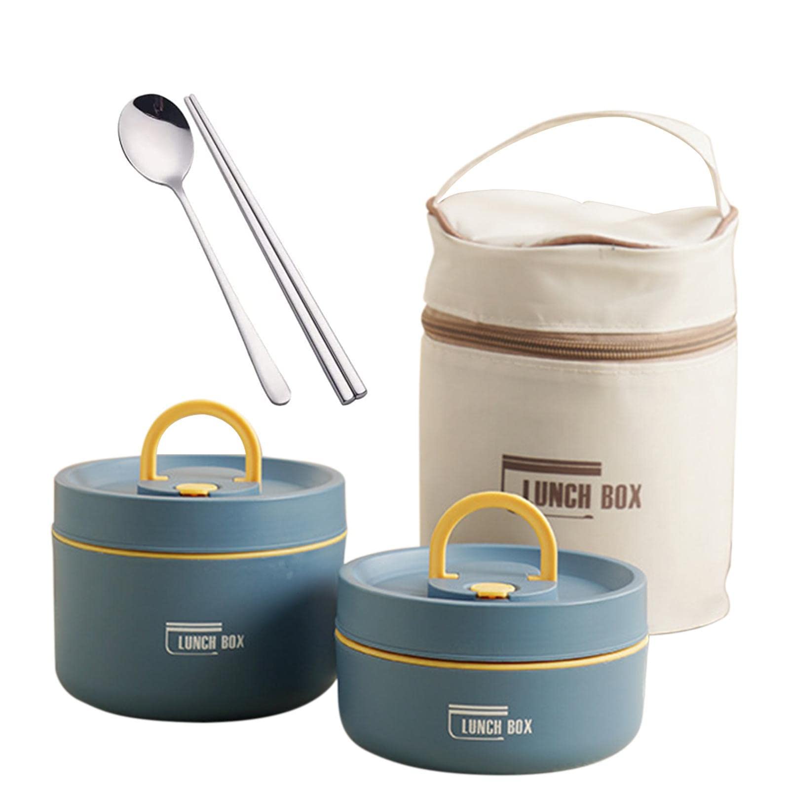 Recipiente Acero Inoxidable para Comida, Recipiente para Mantener el Calor, Recipiente para Alimentos, 2 Niveles, Recipiente Transporte térmico