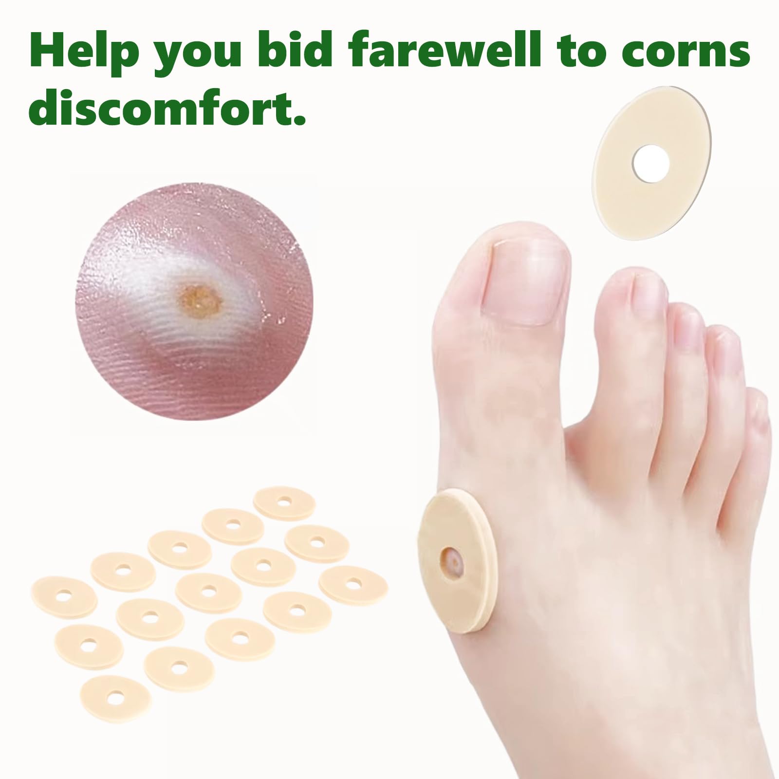 60 Piezas Cojines de maíz, Yeso de Almohadillas de Maíz Autoadhesivas Pegatina, Espuma de látex Suave, antifricción, Reduce el Dolor de pies y talón