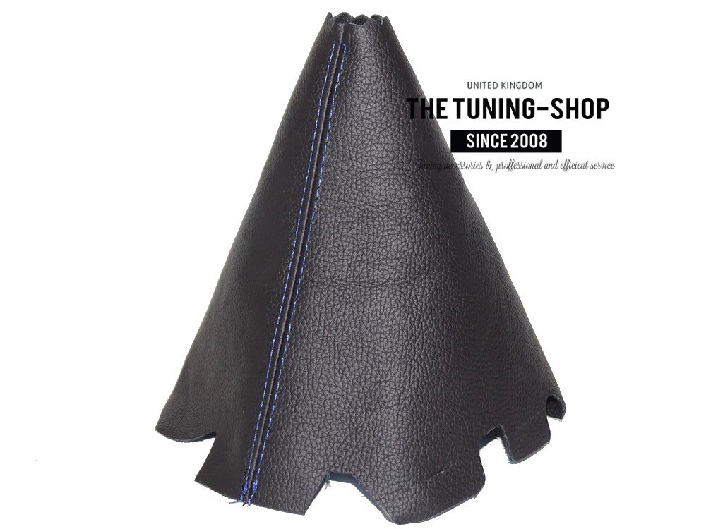 The Tuning-Shop for Mazda 6 2002-07 Manual Shift Boot Black Genuine Leather Blue Stitching