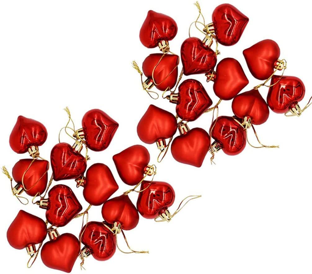 Palline di Natale, Decorazioni da Appendere a Cuore Glitter San Valentino Ornamenti da Appendere for Fidanzamento di Anniversario di Matrimonio di Natale 24 Pezzi