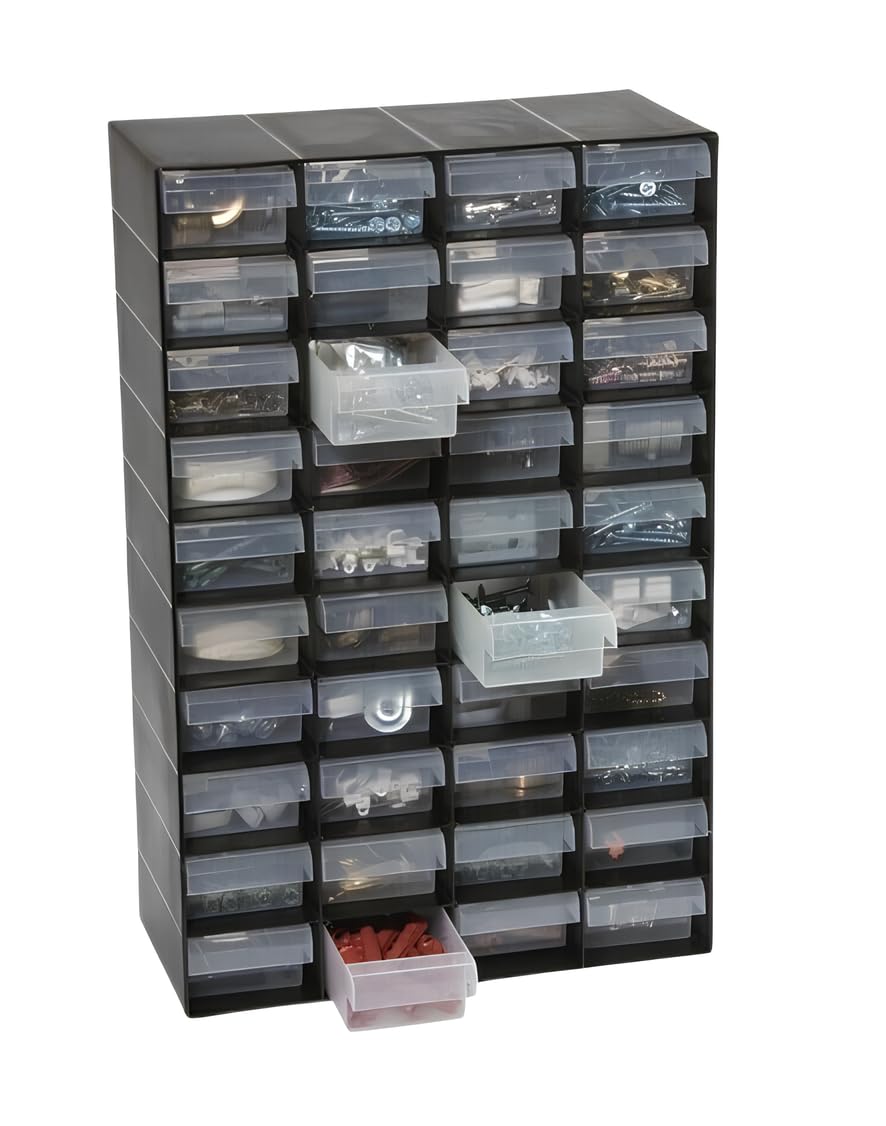 Optimal Products Multi Drawer Storage Cabinet For Home Garage or Shed Plastic Kitchen Tool Organiser Office Rack (40 DRAWER)