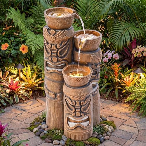 Ultym 31 H Tiki Statue Outdoor Water Fountain with LED Lights