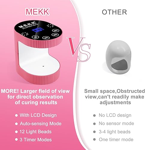 Miniatura 4 de MEKK Lámpara de uñas LED UV inalámbrica, lámpara de curación flash para uñas de gel, 24 W, pequeña luz UV para uñas, lámpara de uñas profesional